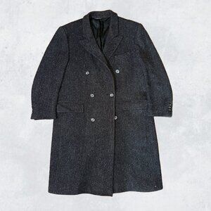 Vintage Herringbone 100% Wool trench over Coat size 44 L